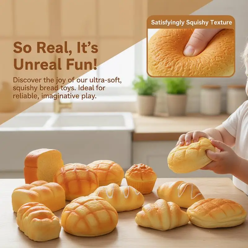 Food Creative Simulation Bread Toast Donuts Slow Rising Squeeze Stress Relief Toys Realistic Desktop Decoration