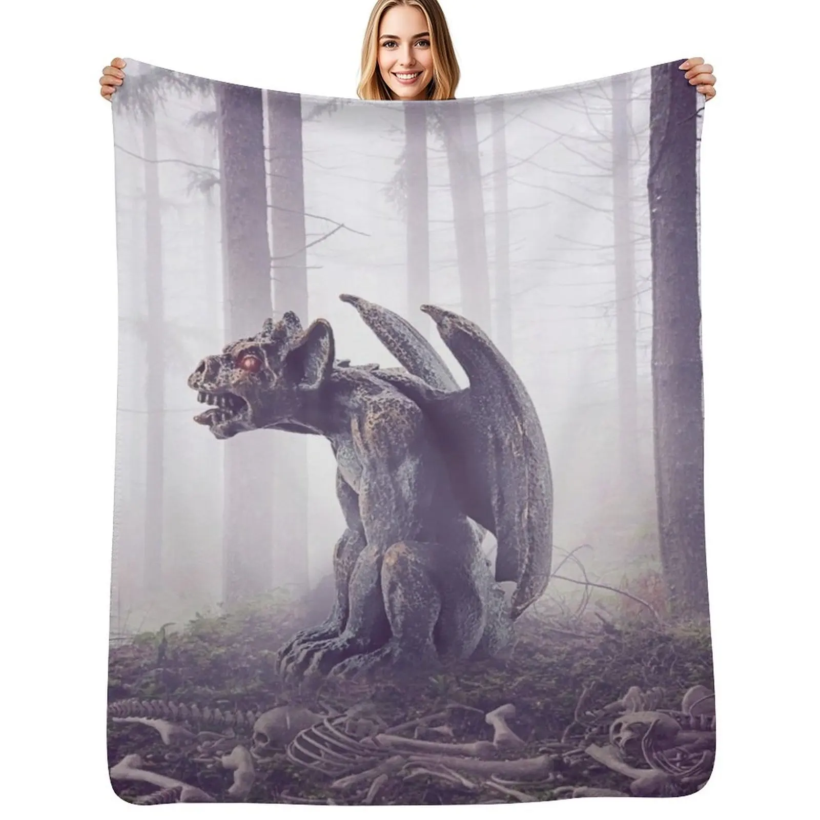 

Mysterious gargoyle shrouded in fog Throw Blanket Weighted Nap Sofa decorative Blankets