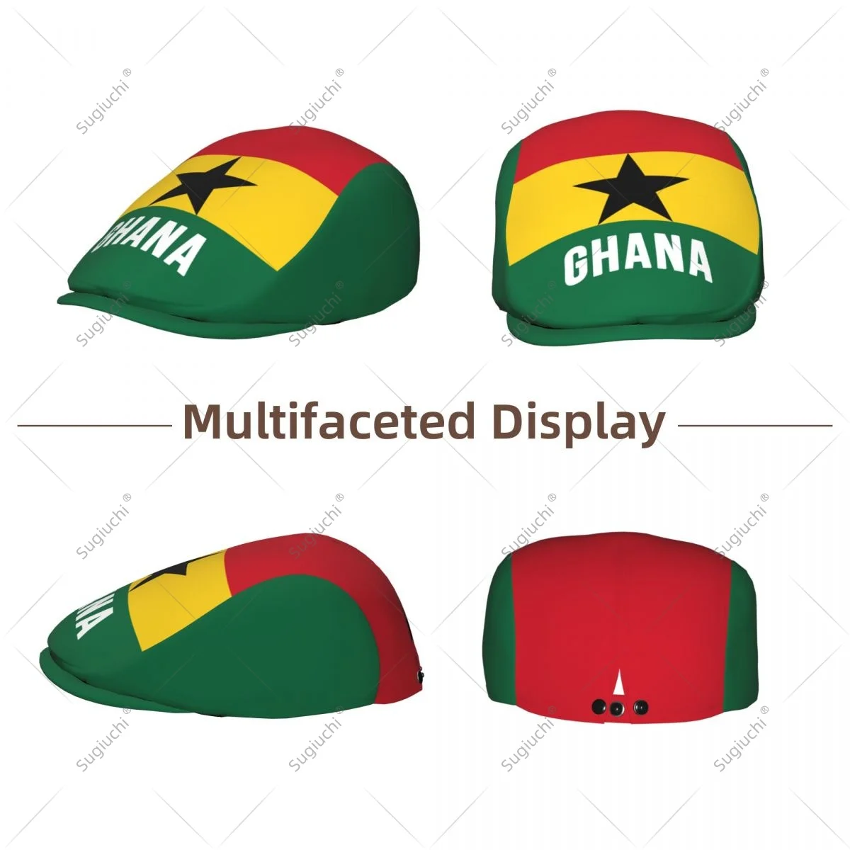 Forward cap Ghana Flag Men Women Flat Newsboy Driving Hat Cap Short Brim for Driving Daily visors hat