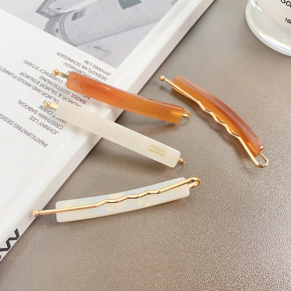 1Pair French Acetate Hair Clip Simple Geometric Barrettes Colorfu Hair Clips Ins Girls Women Accessories Side Pins