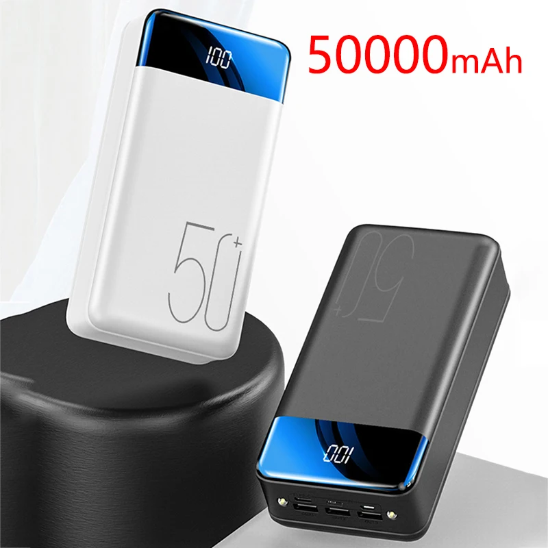 

Power Bank 50000mAh 3 USB Outputs External Battery Charger for iPhone 14pro Samsung Xiaomi Powerbank with LED Display FlashLight