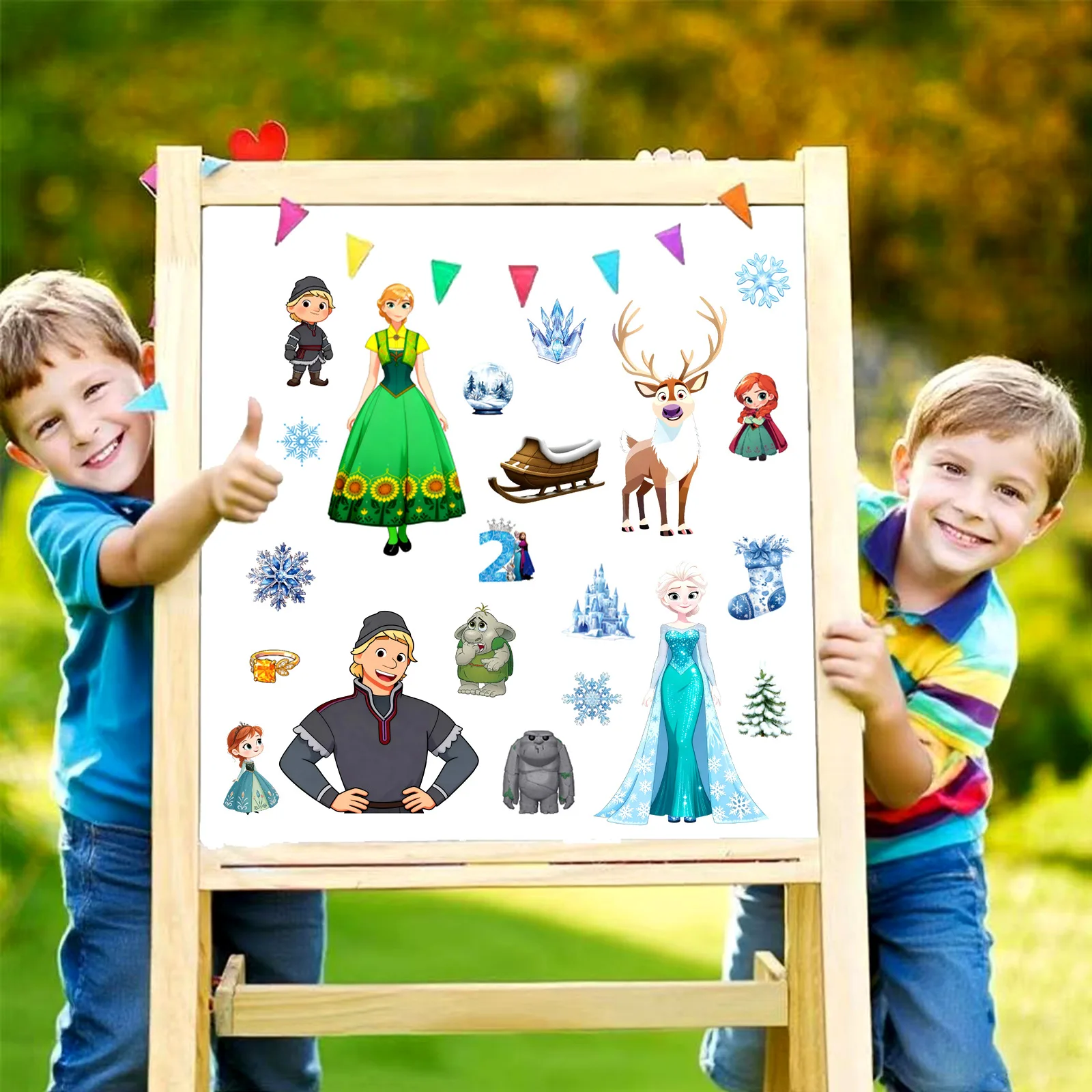 8/16 Lenzuola Nuovo Frozen Disney Movie Make a Face Puzzle Adesivo Divertente Animazione Decalcomania Del Fumetto FAI DA TE Bagagli Telefono Chitarra Giocattoli Per Bambini