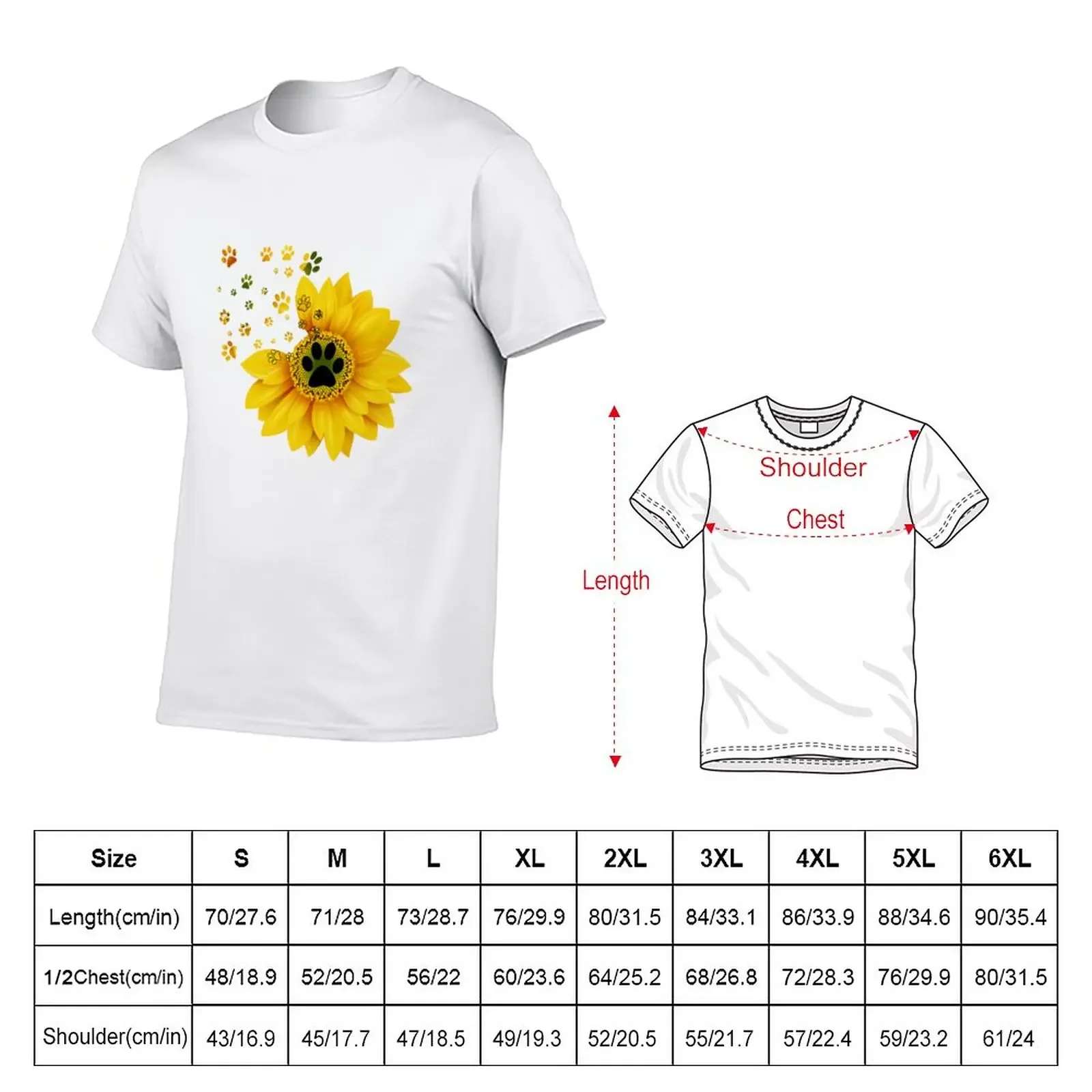 Dog Footprint On Sun Flower T-Shirt oversizeds hippie clothes tees T-shirts for men cotton