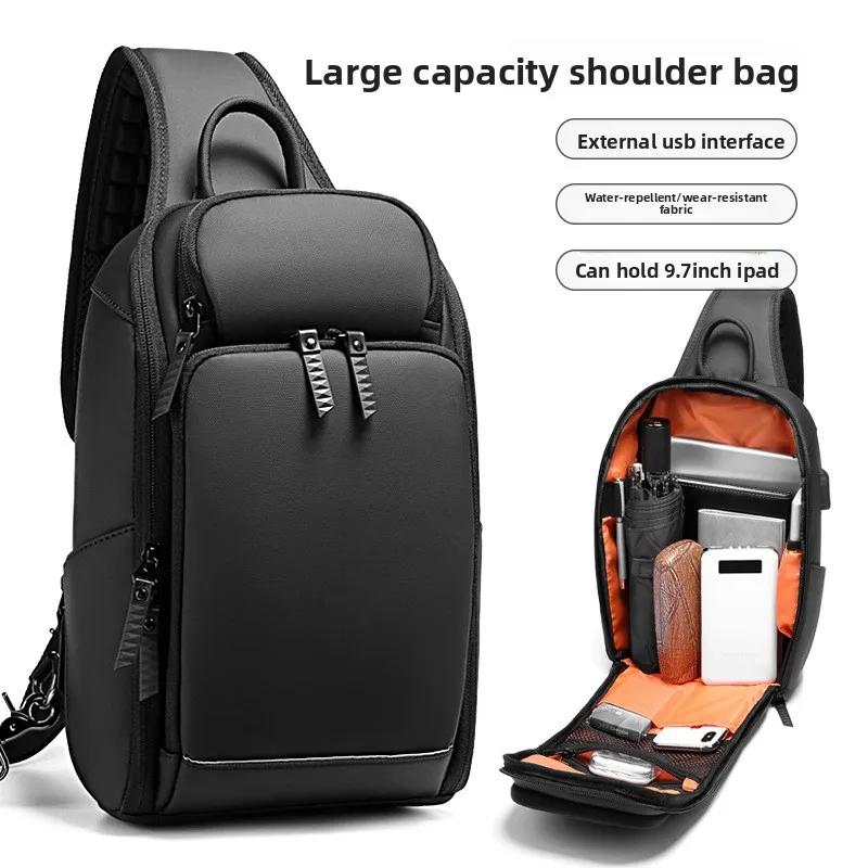 

Мужская, большая вместимость, водонепроницаемая, нагрудный ремень, сумка через плечо, зарядка через USB, спортивная, через плечо, модная, повседневная, пригородная