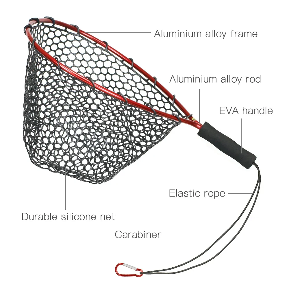 Red de aterrizaje ultraligera de aluminio con silicone para mosca - imagen 2
