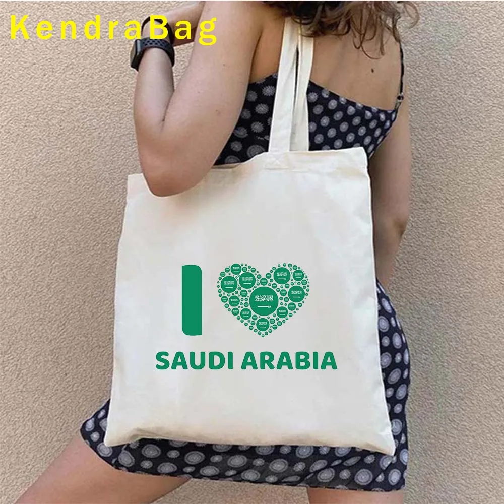 Arabia saudita bandiera mappa emblema cammello Arabia saudita re Salman principe bob Bin Salman JEDDAH paesaggio tela Tote Bag borsa