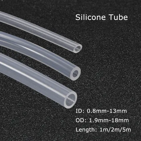 Tubo in silicone da 1/2/5 m ID 0,8-13 mm Tubo flessibile in gomma da giardino Acquario Tubo morbido Tubo dell'acqua in silicone Tubo dell'aria per il trasferimento della pompa