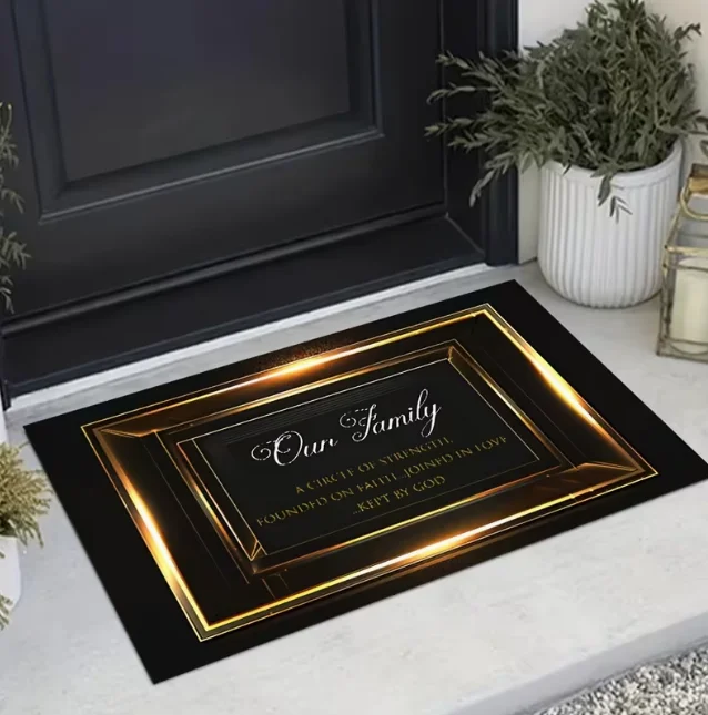 Golden Modern Indoor Outdoor Entrance Welcome Door Mat Carpet Suitable for High Flow Areas Living Room Bedroom Home Decoration