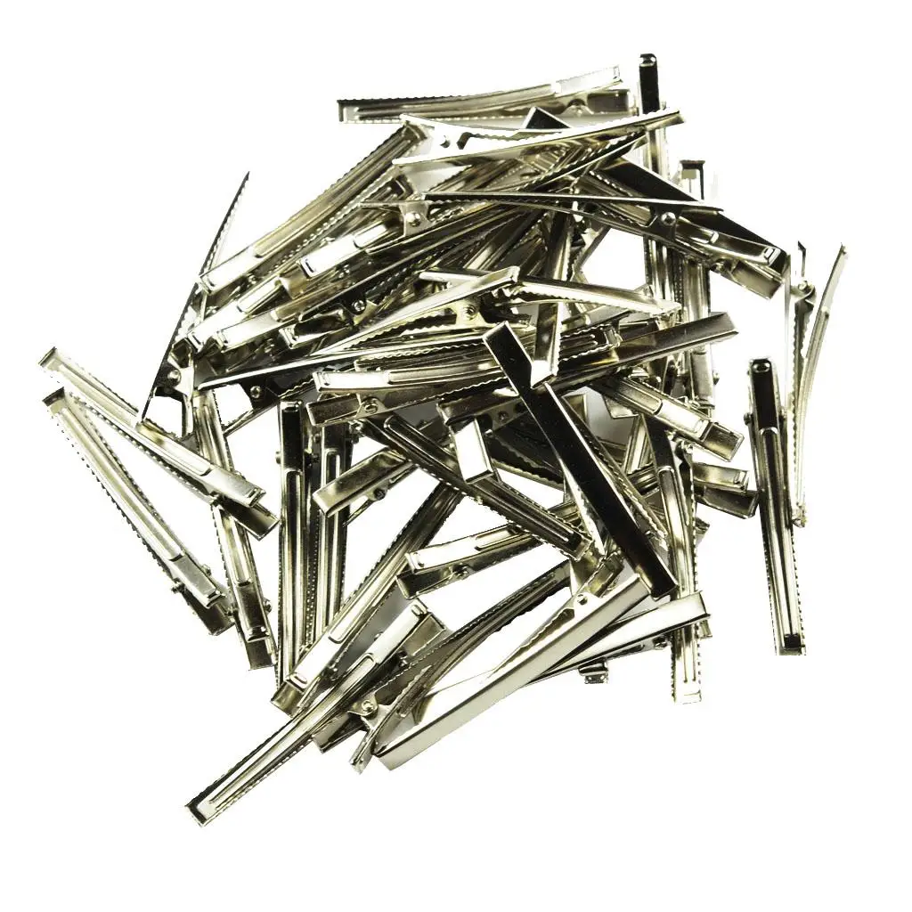 50 Pieces 60mm/80mm Single Prong Metal Alligator Hair Clips Hairpins Bows Hair Clips Hairdressing Salon hair clasp diy