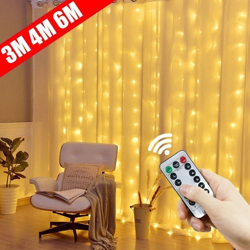 USB Powered 8 Modes LED Curtain String Lights Christmas Light Wedding Party Tree Home Decoration Christmas Pendant Drop Ornament