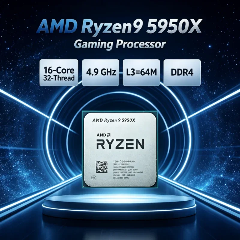 AMD Ryzen 9 5950X DDR4 16-Core 32-Thread UP to 4.9GHz but without cooler Socket AM4 105W 3.4 GHz L3=64M Gaming CPU