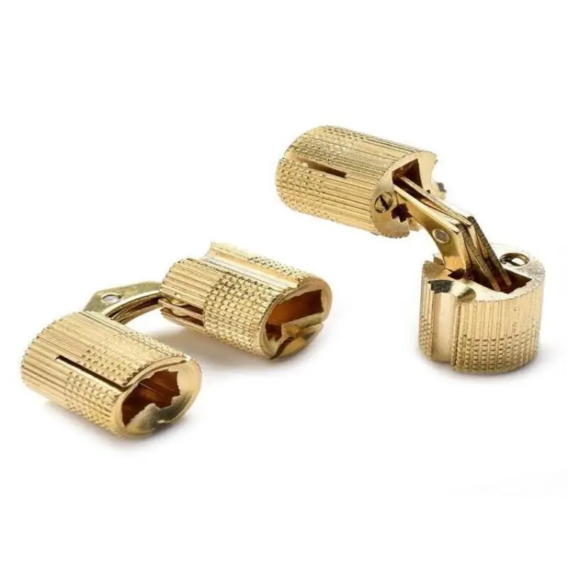 8-18mm Coppers Bucket Hinge Invisible Concealed Cabinet Cylindrical Brass Hinge Furniture Hardware Installation Bracket Hardware