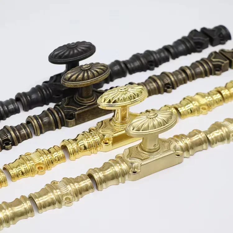 Vintage Cremone Bolt Personalizar Tamanho Porta Janela Fechadura da Mobília Acessórios Retro Gravado Antigo Armário de Bloqueio