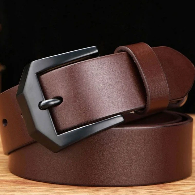 Men Leather Belt Clips Copper Needle Buckle Fashionable Casual Style Business Versatile Simple High-end Feel