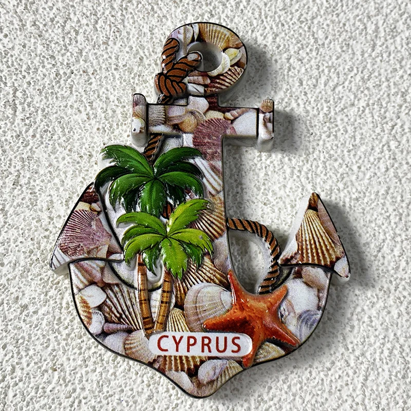 

Cyprus 3D Resin Anchor Fridge Magnet - ‌Cute Decorative with Palm Trees & Shells for Home & Kitchen Decor‌