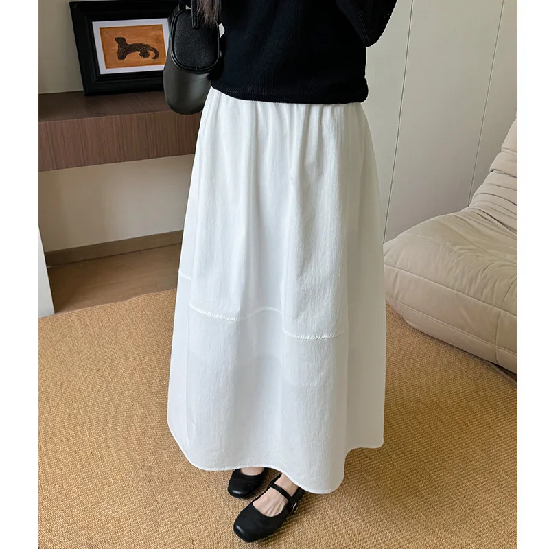 

High-Quality Patchwork Midi Skirt for Women, Summer New Slimming A-Line Floral Skirt, Korean Style Mid-Length Simple Umbrella