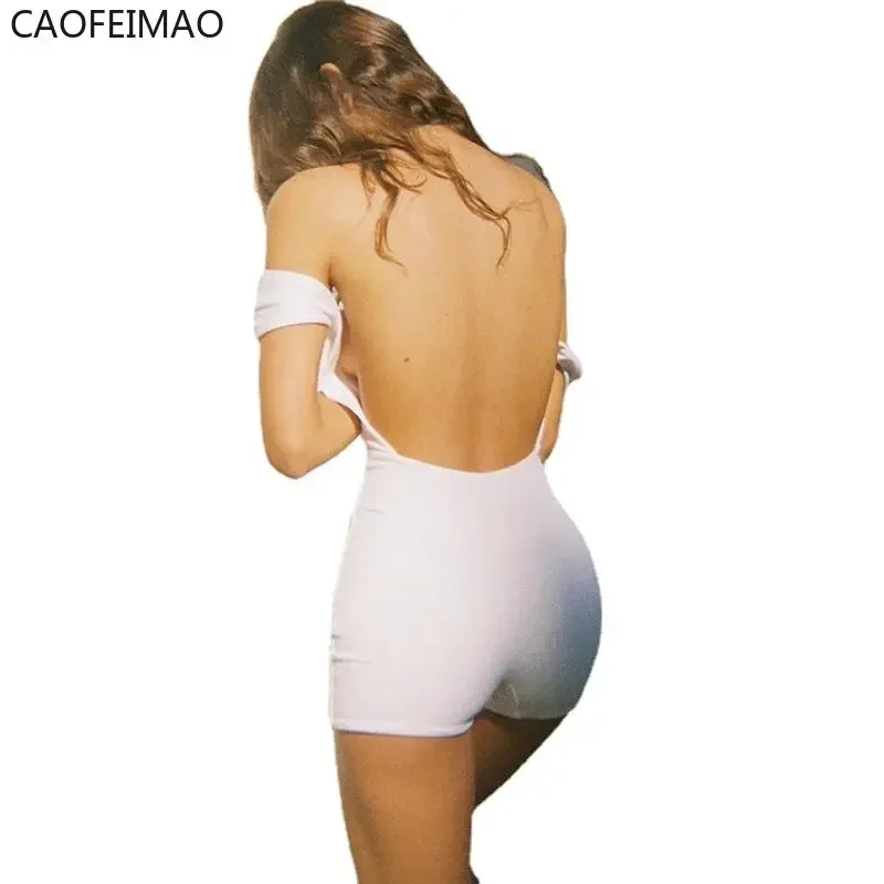 Sleeveless White Jumpsuits For Women Fashion Clothes Ropa De Mujer Backless Sexy Romper One Piece Bodysuit Bodycon Playsuit