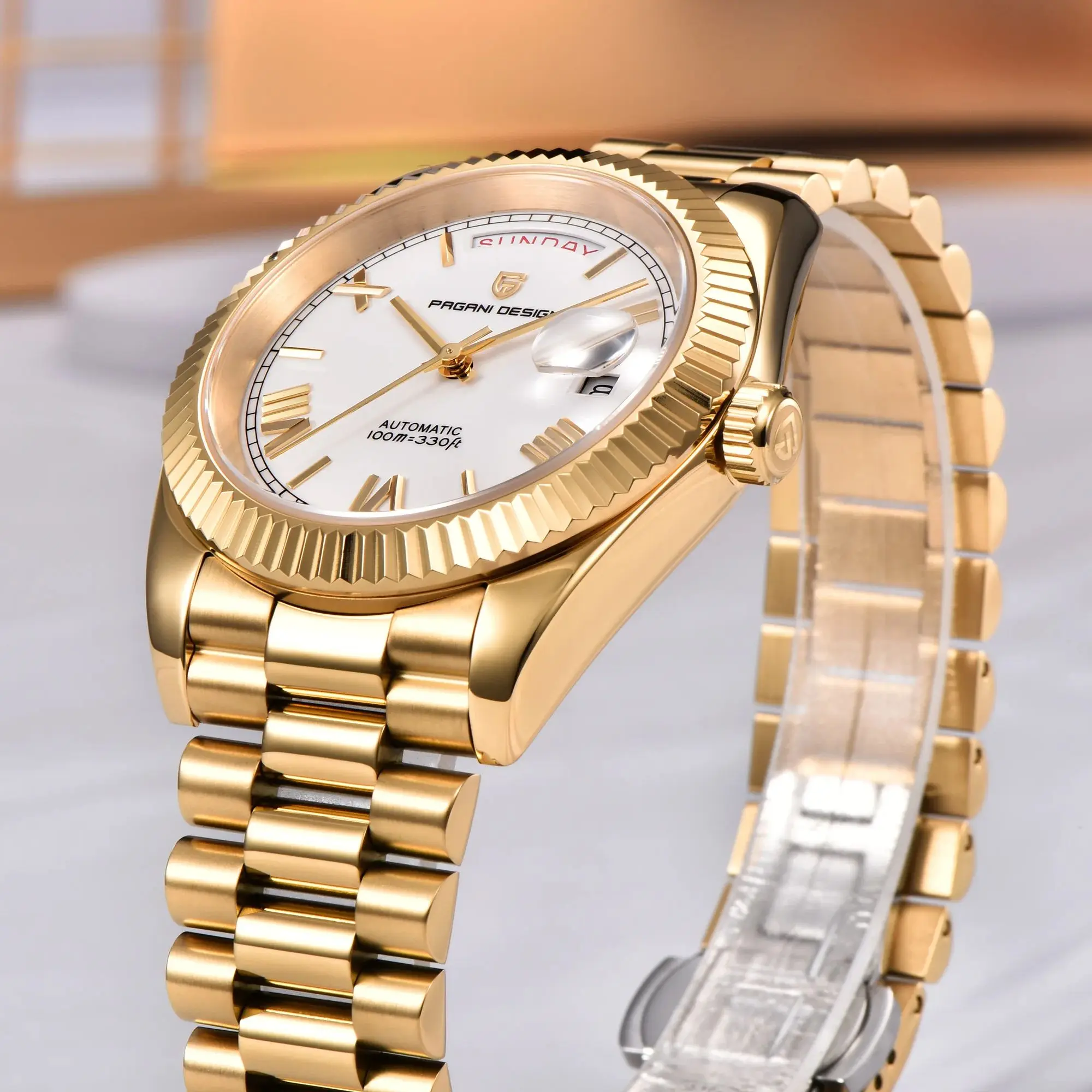 PAGANI DESIGN 2025 جديد DD40 الذهب الأبيض الفاخرة ساعة أوتوماتيكية الرجال TMI NH36A تاريخ الأسبوع 100 متر مقاوم للماء ساعات آلية للرجال #3
