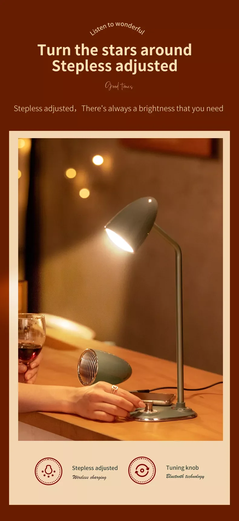 Newest  designer  lamps luces led touch dimming table lamp with wireless charger  designer lights Smart home Lights with speaker