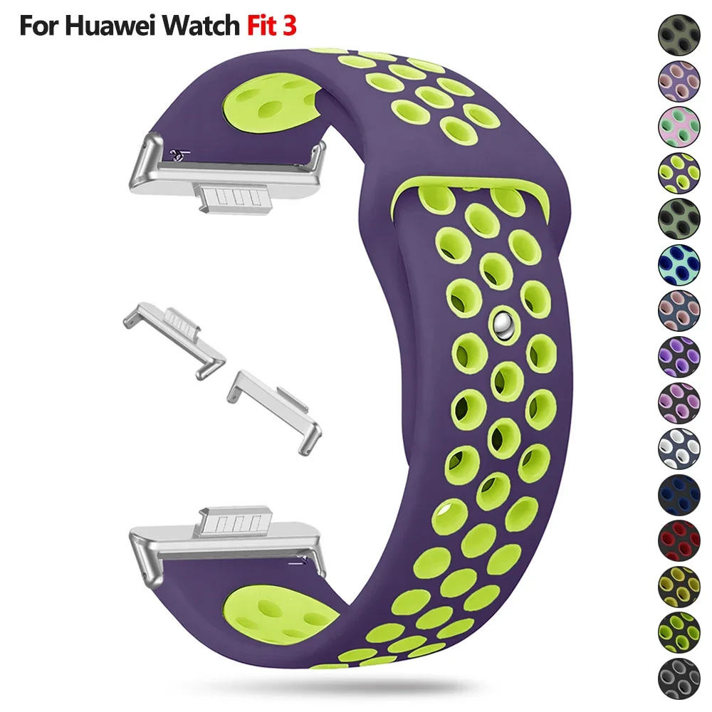 Ремешок силиконовый для Huawei Watch Fit 3, Воздухопроницаемый спортивный браслет для Huawei Watch Fit 3, аксессуары для наручных часов