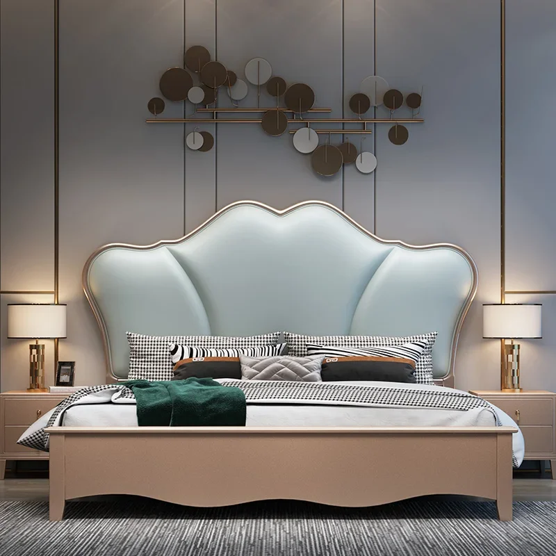 

Low Profile Platform Bed Double Elegant European King Size Frame Beds Bases Headboards Bedroom Letto Matrimoniale Home Furniture