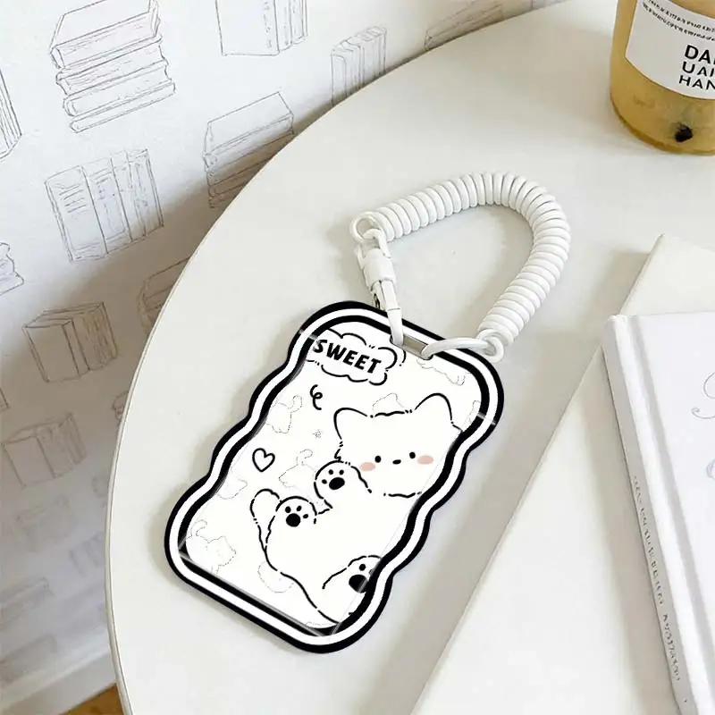 Card Holder for Photo Protector Student Bus/Meal Card Protection Case Kpop Photocard Holder Stretchable Spring Cord