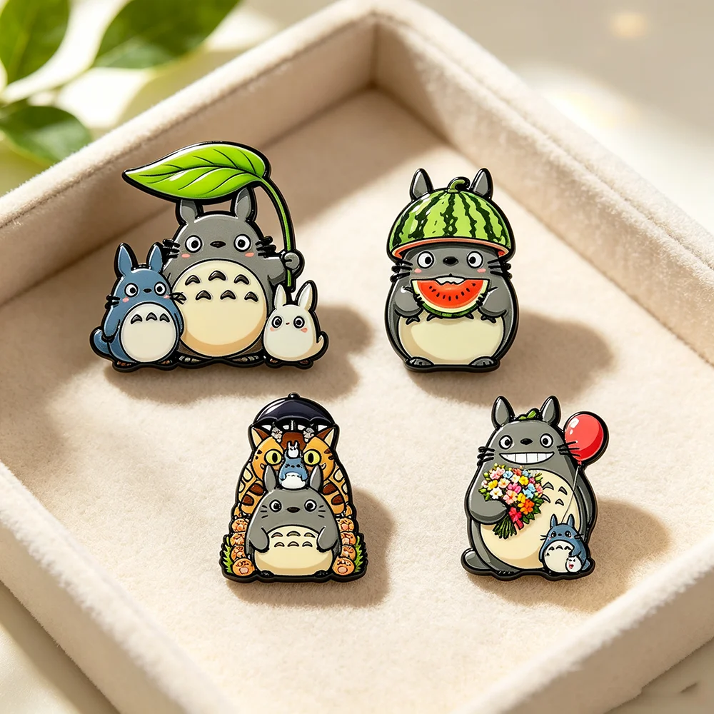 4pcs Anime Cartoon Forest Creature Cute Cat Enamel Pin Badge for Backpack Kawaii Animal Lapel Pin Gift for Fans Collectors