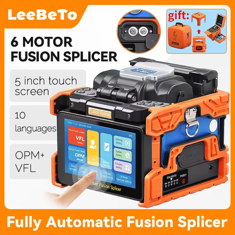 

COMPTYCO A-88S Automatic 6 Motors Fiber Fusion Splicer Machine 10 Languages with Touch Screen OPM VFL Tool Kits