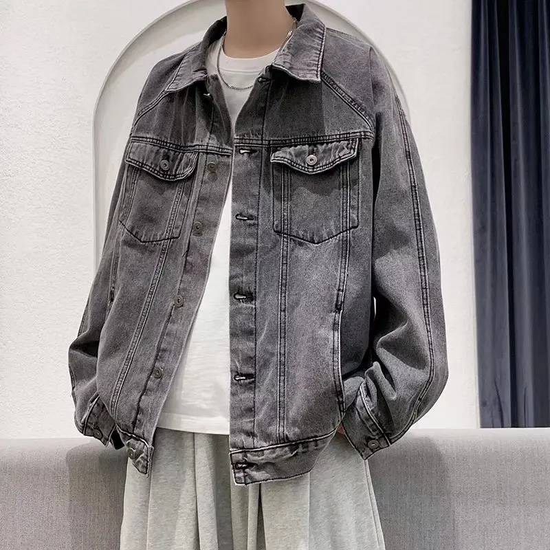 Spring Autumn New Mens Lapel Denim Jacket Coat M-5XL Hip Hop Wind Casual Coat Cotton Plus Size Denim Jacket Men Hole Clothes