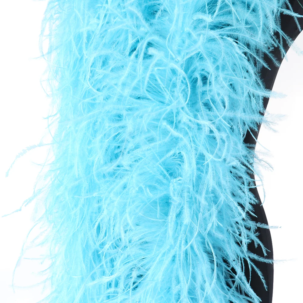 1 Meter Ostrich Feather Boa 6 Ply Dyed Various Fluffy Scarf Costume Dress Clothing Sewing Accessory White Plume Shawl Handcrafts