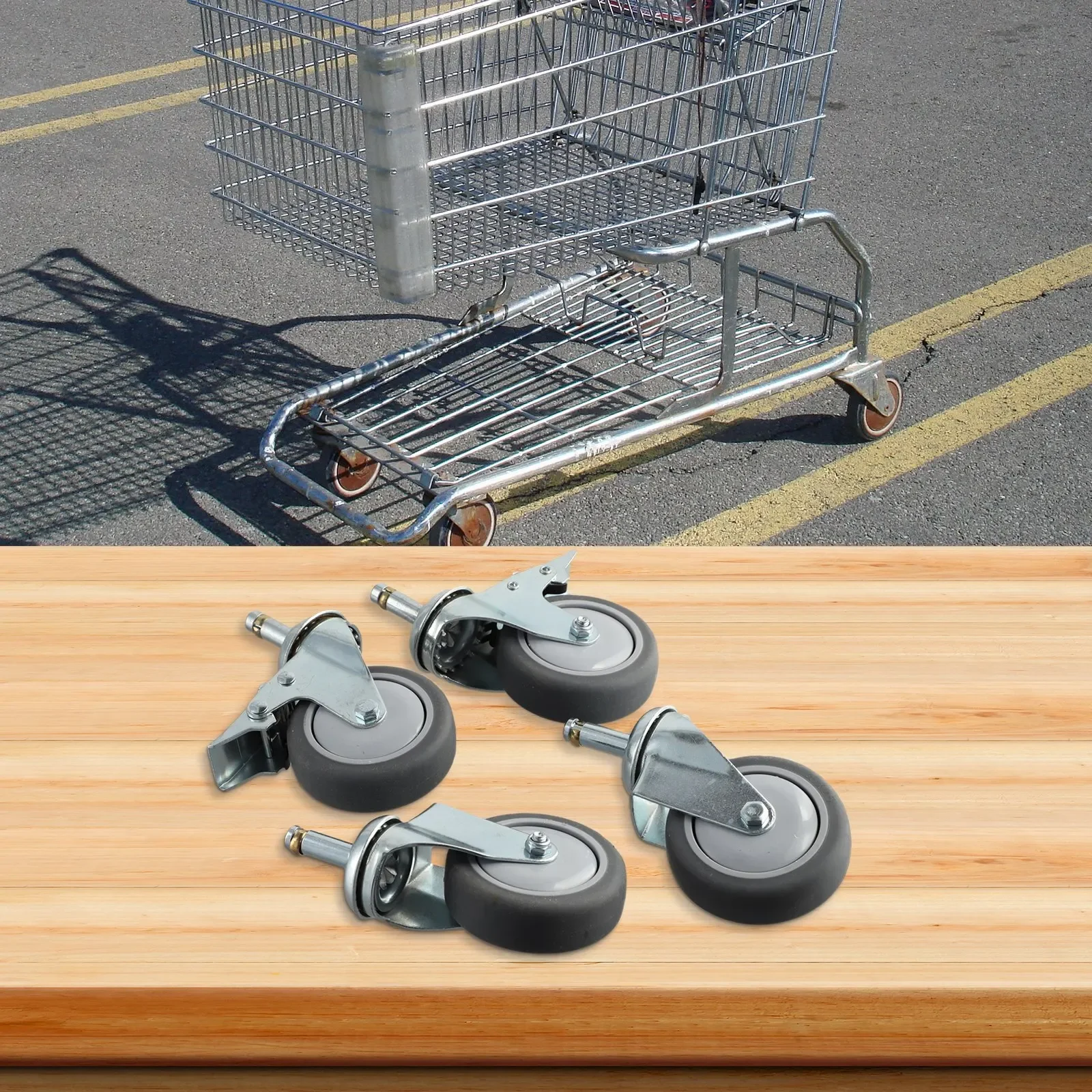 4pcs 3 Inch Rubber Swivel Stem Caster Trolley Casters For Heavy Duty TPR Casters Spinner Wheel For Rubbermaid Mop Buckets