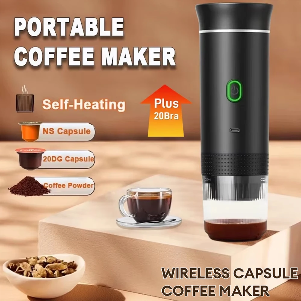 

Maker for Capsules 3-In-1 Capsule Coffee Maker Small Wireles Electric Espresso Machine USB Rechargeable Portable Coffee