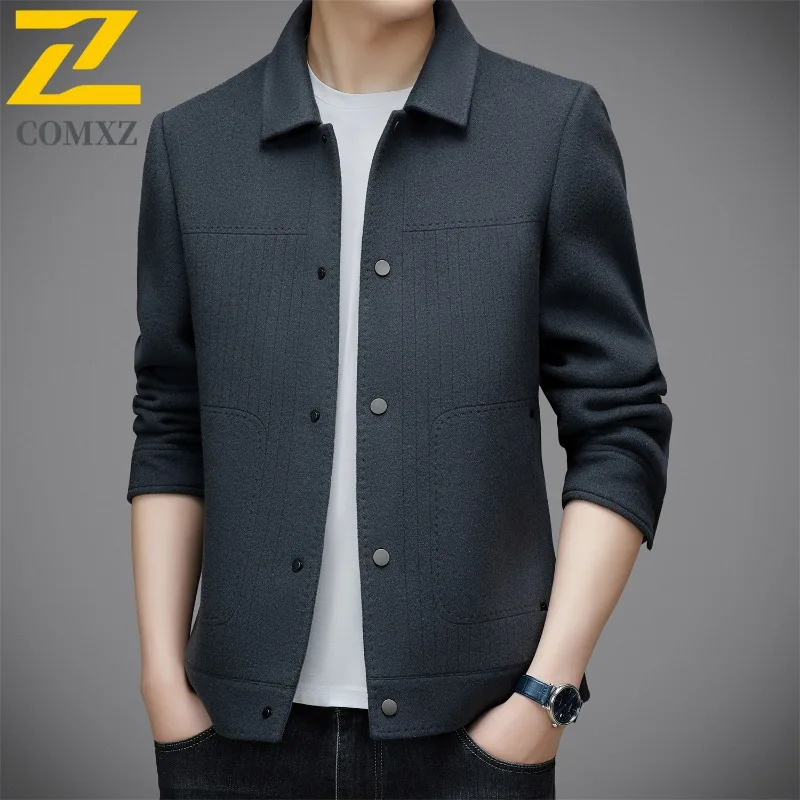 

Double Faced Wool Jacket Men 2025 Autumn Winter Classic Lapel Windproof Overcoat Premium Business Casual Style​ Woolen Coats