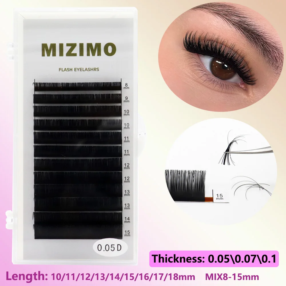 Mizimo Black Eyelashes 0.05/0.07/0.1 /0.15/0.18/0.20/0.25 C D  8-25mm Grafting Eyelash Personalized Eyelashes Lengthened