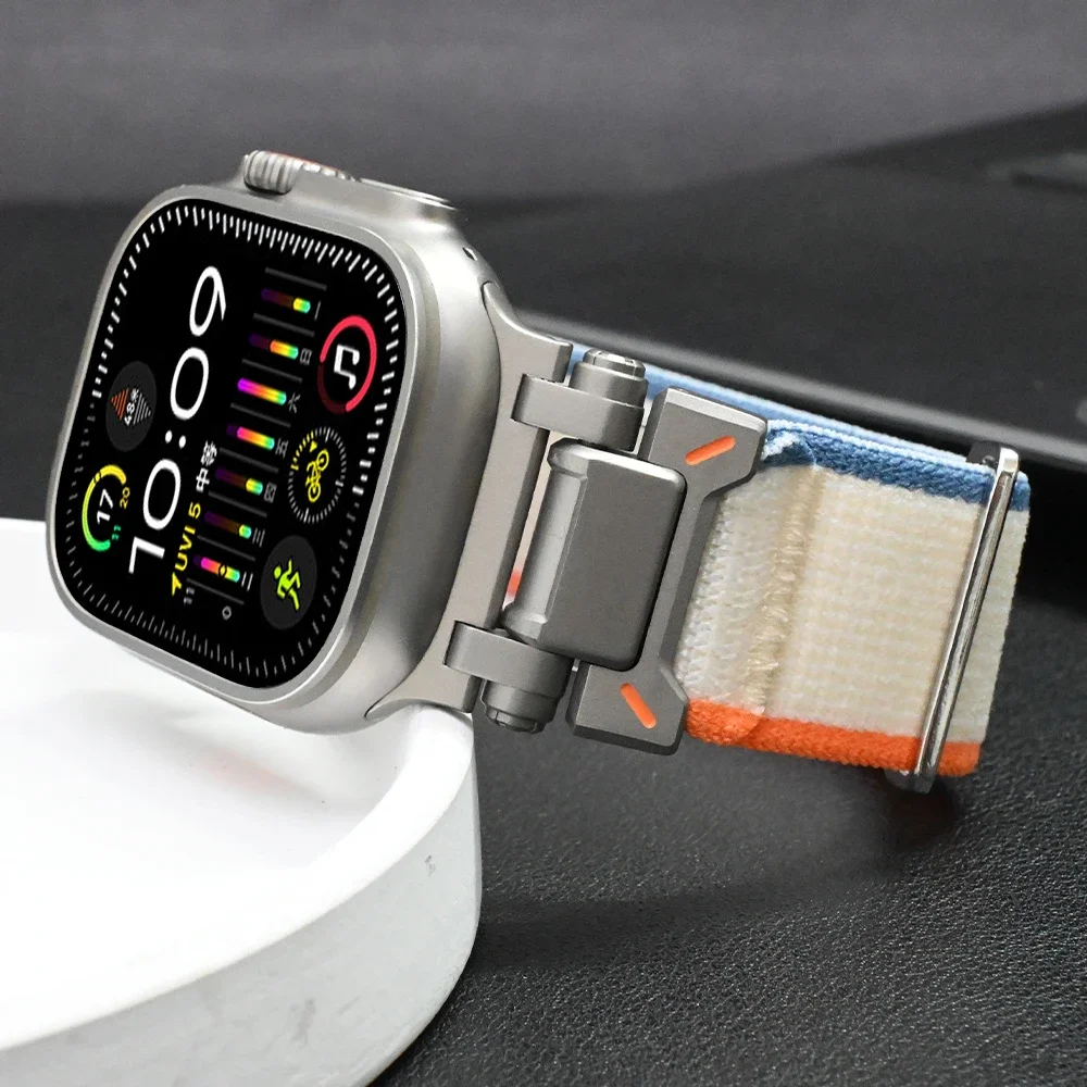 Titanium Color Trail Loop Band for Apple Watch Ultra2 49MM 45MM 44MM 42MM Nylon Bracelet IWatch Series 9 8 7 6 5 Se Correa Strap