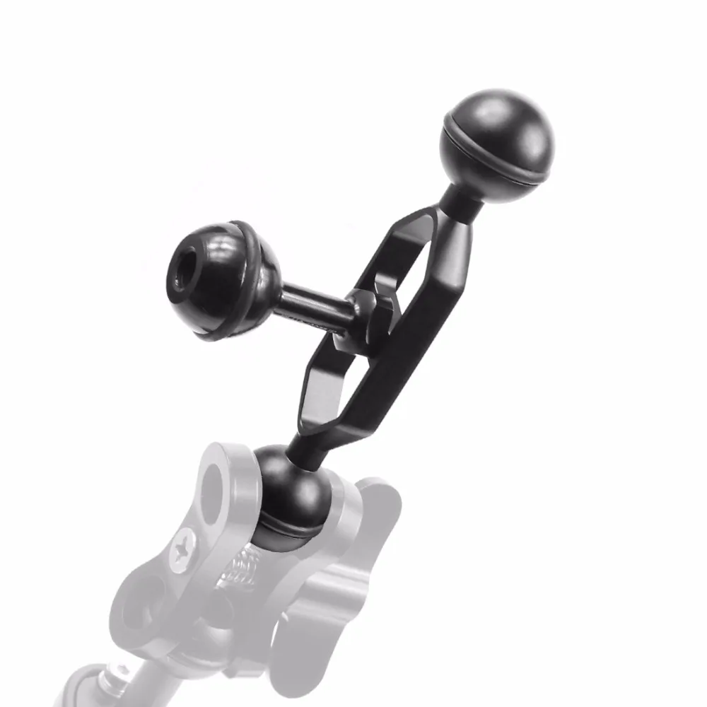 Aluminiumlegierung Tauchen Licht Taschenlampe Dual Kugelgelenk Arm und 2 Schmetterling Clip Klemmhalterung für Unterwasserfotografie Kamera – Detail 19