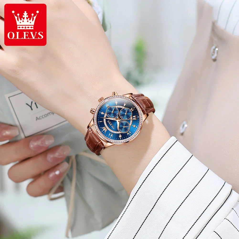 OLEVS 2915 ساعة نسائية رائعة أنيقة فاخرة حزام ساعة كوارتز مقياس مقاوم للماء مضيئة تاريخ السيدات ساعة الهدايا الأصلية #3