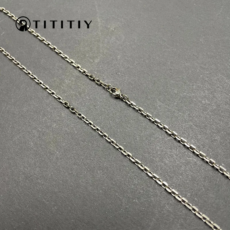 New Wide 2.7mm Pure Titanium Necklace Ultra-Lightweight Hypoallergenic Ti-Angle Chain Necklace for Men Women Sturdy Chains Gift