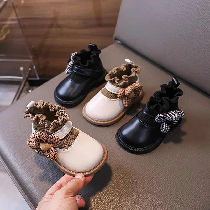 Elegant Baby Shoes Children Sweet Elegant Girls Princess Leather Shoes Spring Autumn Causal Kids Fashion Walking Flat Shoes Chic