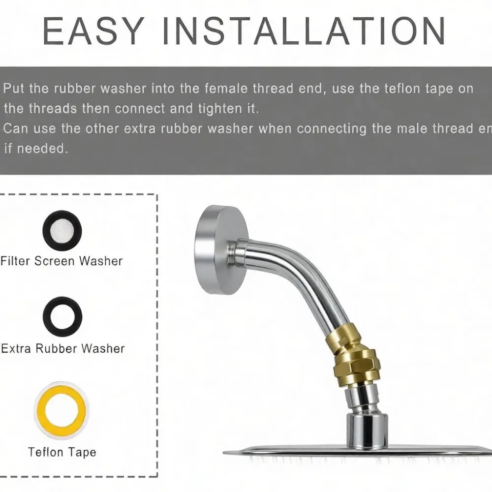 Adjustable Shower Arm Adapter Brass Connector 360 Swivel Elbow Joint G1 2 Thread Fitting For Home Bathroom Accessory