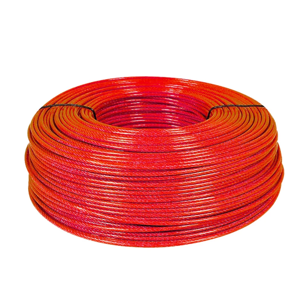 1-6mm Red PVC Steel Wire Rope 304 Stainless Steel Handling Suspension Steel Cable Rope for Guardrail Suspension Handling 5-100M