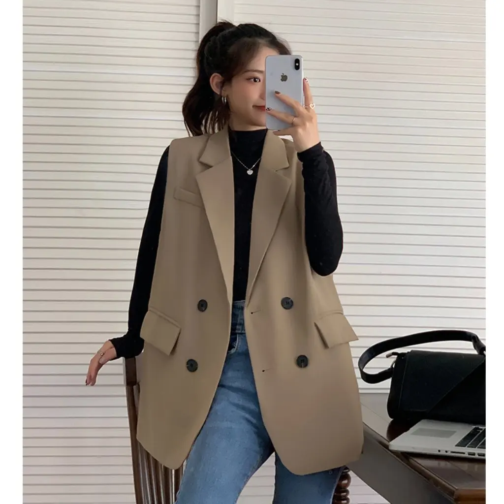 

Women's Slim Fit Vest Korean Style Outerwear All-match Jacket for Ladies Real Shot Fashionable Casual Vest