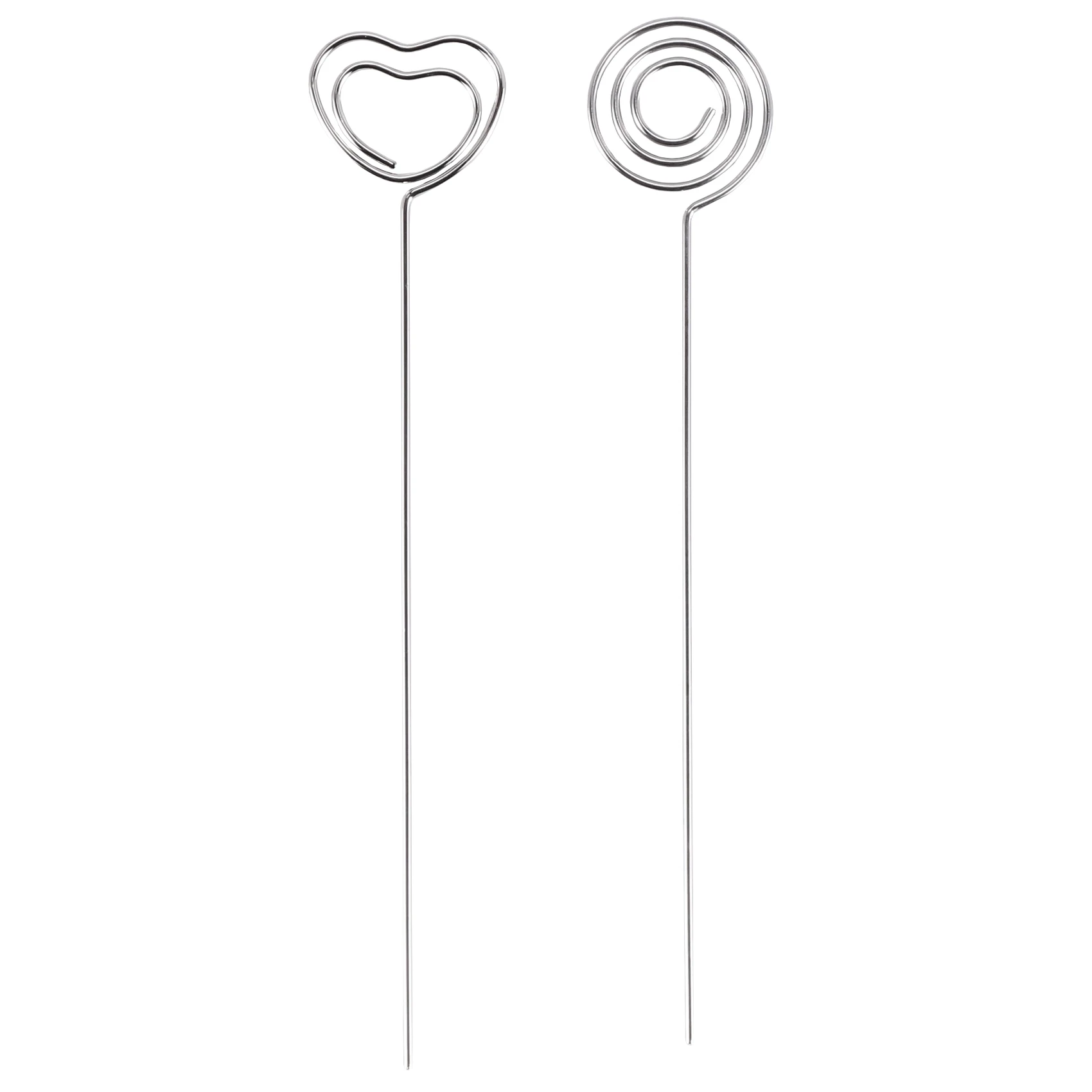 60 Pieces Metal Wires Memo Clip Note Card Holders Table Number Clip Photo Stand For Wedding Party Cake Decor, Round And Heart Sh