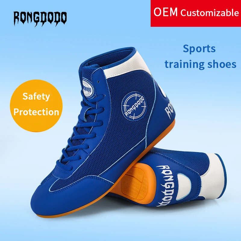 Lightweight Wrestling Shoes - Breathable Mesh Boxing Shoes with High Ankle Support,Non-Slip TPR Sole for MMA,Sparring & Training