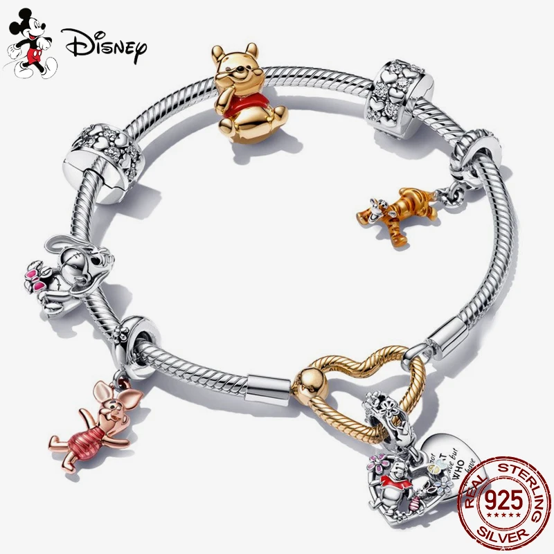 Mickey Stitch Disney Princess Series Charm Beads Fits Pandora Bracelets Women Silver Animal Pendant Bead DIY Fine Jewelry Gift