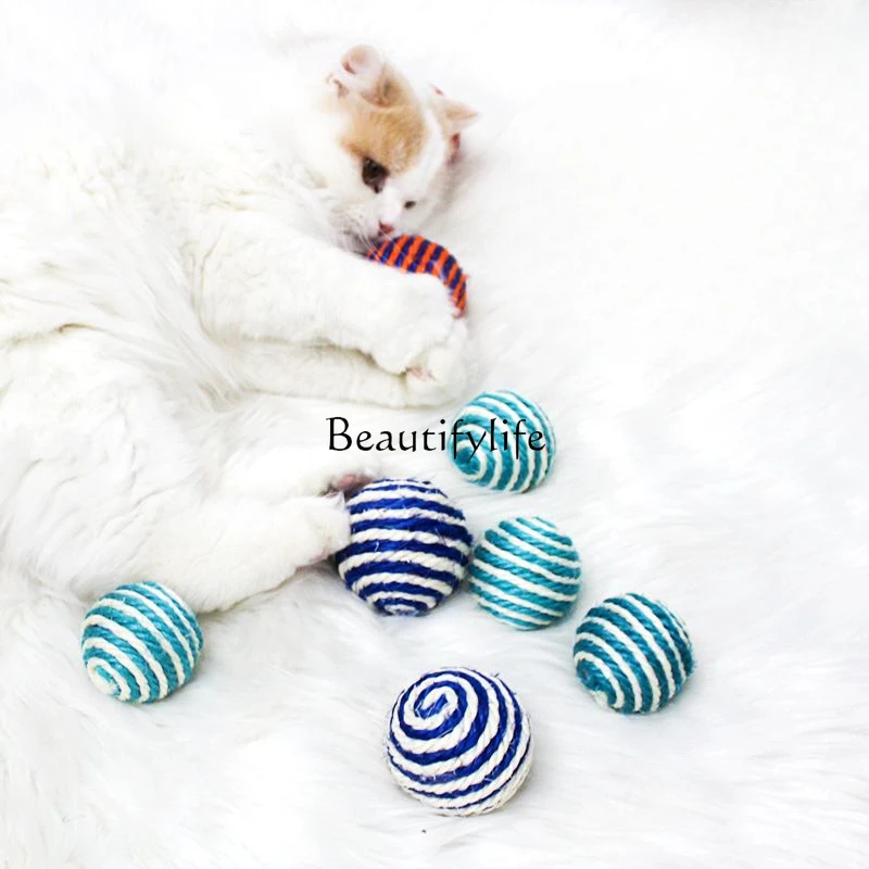 

Cat Toy Ball Sisal Ball Bite-Resistant Grip Sound Bite Ball Toy