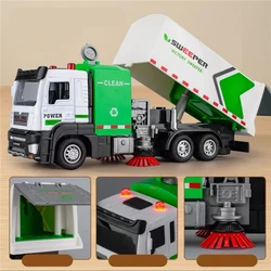 1/32 City Environmental Sanitation Sweeper Truck Car Model Diecast Garbage Cleaning Vehicles Model Sound and Light Kids Toy Gift