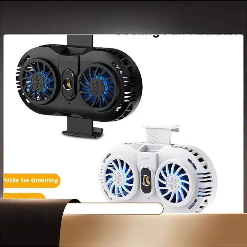 Mobile Phone Semiconductor Dual Cooling Fans Radiator 3 Speeds Adjustable Game Cooler For IOS Android Live Streaming-X64A