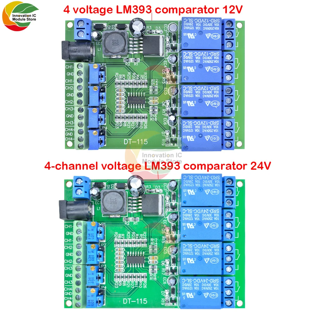 Ziqqucu DC 12/24V 4 Channel Voltage Comparator Stable LM393 Comparator Module