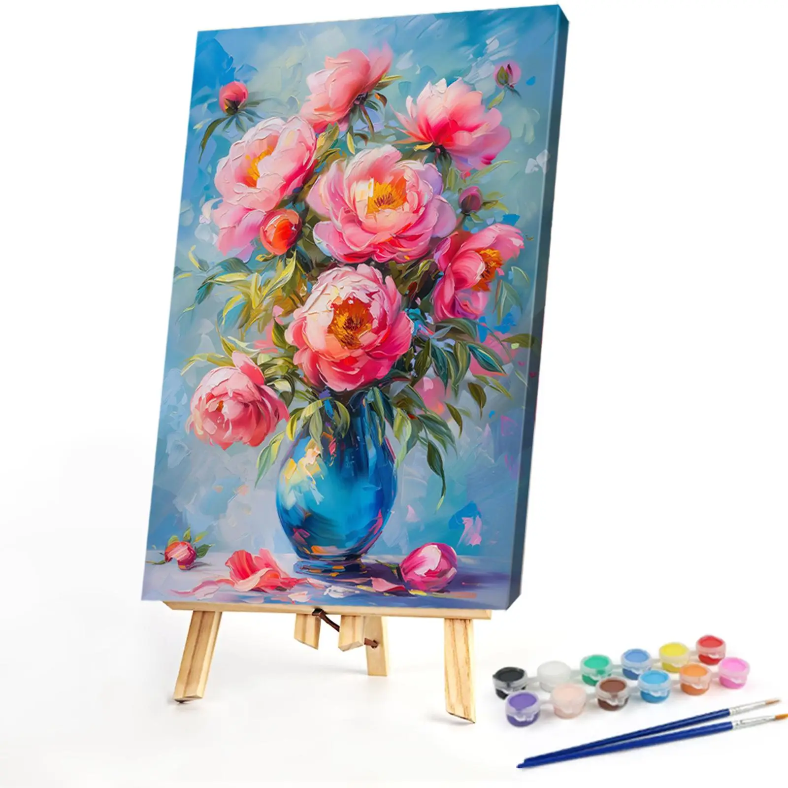 Kit de peinture par numéros DIY, toile sans cadre, fleurs, idée cadeau, décoration murale